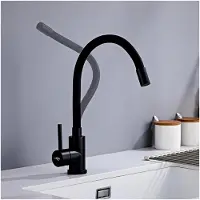 Markenlos Küchenarmatur Schwarz, Flexible Küchenarmatur, Hochdruck Küchenarmatur Schwarz 360° Drehbar, Mischbatterie Edelstahl, Spültischarmatur mit Wasserspar-Aerator