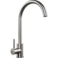 Markenlos Einhebel-Küchenarmatur mit hohem Auslauf, 360° drehbar, Eco-Luftsprudler, Antikalk-Belüfter, Durchflussbegrenzer, 5 l/min, Edelstahl AISI 304, Easy Fix