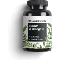Natural Elements Vitamin D3/K2 + Omega 3 – Premium K2Vital 99,7+% All-Trans, Triglycerid 130 g Kapseln