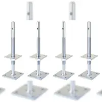 GAH Alberts Alberts 4 x I-Pfostenträger, höhenverstellbar 100 - 230 mm, Höhe 340 mm, galvanisch verzinkt, dickschichtpassiviert, zum Aufschrauben