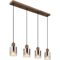 Globo Hängeleuchte MDF holzoptik dunkel, 4x E27