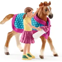 Schleich - Tierfiguren, Fohlen mit Decke; 42361