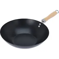 Excellent houseware Tiefe Pfanne WOK Wokpfanne Kohlenstoffstahl 30 cm
