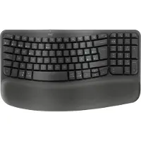Logitech ERGO Wave Keys, Volle Größe (100%), Kabellos, RF Wireless + Bluetooth, Membran Key Switch, QWERTZ, Graphit
