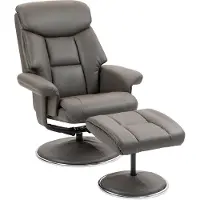 Welikera Relaxsessel mit Hocker, Rückenlehne verstellbar, Kunstleder, bis 150 kg, Grau