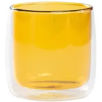 Zafferano No Bilia 4er-Set doppelwandige Trinkgläser aus Borosilikatglas, transparent und goldgelb, modernes und elegantes Design, hohe Beständigkeit