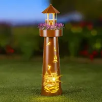 Gravidus LED Leuchtturm mit Timer Maritim Dekorativ Dekosäule 80cm