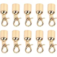 Vislone 10er-Set Seilendstopper, 15,5 mm Durchmesser, Karabinerhaken aus Zinklegierung mit 15,8 mm langen Schrauben, goldfarben