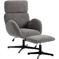 HOMCOM Sessel mit Hocker Drehbar Höhenverstellbar Loungesessel mit Samtoptik