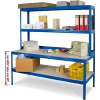 Markenlos Packtisch/Werkbank mit Aufbau, HxBxT 1800 x 1800 x 600 mm, blau