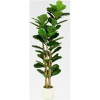 Markenlos Künstlicher Geigenfeigenbaum 150 cm mit 71 Blättern, Massivholzstamm und Topf, Kunstpflanze für Wohnzimmer, Schlafzimmer, Büro und Garten