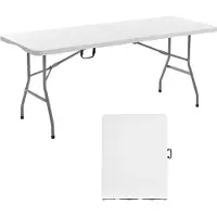 Vevor Klapptisch Buffettisch tragbarer Allzwecktisch 180 cm, rechteckiger Kunststofftisch (für 4-6 Personen) mit integriertem Griff, Gartentisch Campingtisch für Partys Picknick Camping, weiß