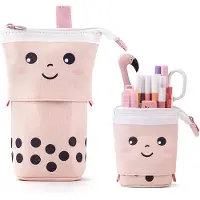 Markenlos Federmäppchen, niedlicher Stiftehalter, Kosmetiktasche, Organizer, stehendes Federmäppchen, Schreibgeräte, Geschenk für Schülerinnen, Teenager, Erwachsene, Schule und Büro (rosa)