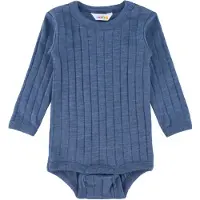 Joha Body l/ä - Wolle/Seide - Rib - Blau - - 80 - Body L/Ä