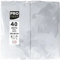 PROnappe SV623930I 30x Tissue-Servietten, Packung mit 40 Stück, mikrogeprägt, 2-lagig, 1/8 Kopffalz, 38x38 cm Grau