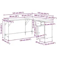 vidaXL Schreibtisch Sonoma-Eiche 141x141x75 cm Holzwerkstoff