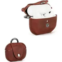 OEM Oortelefoon Case - Stoffdichte Ledercover für Air Pods Pro - Drahtlose Kopfhörer Schutzcover mit Ladeöffnung und Karabinerhalterung - Rot