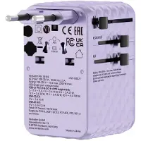 Verbatim - Charge 'n' Travel 100W Universal Travel Adapter with retractable cable Purple