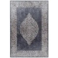 KADIMA DESIGN Teppich Wohnzimmer Barock Pflegeleicht Waschbar Strapazierfähig Esszimmer OEKO-TEX Schwarz 140x200 cm Gekettelt – PIZOL von
