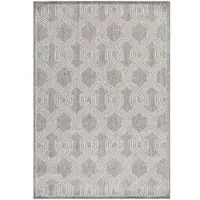 KADIMA DESIGN Terrassenteppich Geometrisches Design Robust Waschbar Strapazierfähig | Läufer Grau 80x250 cm Terrasse Garten Schadstoff | LIRIA –