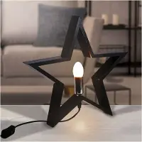 B2X Tischlampe aus Holz, schwarzer Stern, 34,5 cm