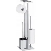 Wenko WC-Station 4in1, Edelstahl, weiß Wenko Silberfarben/Weiß