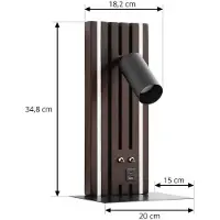 LUCANDE Tiron LED-Wandleuchte, Höhe 35 cm, Eiche, USB - , Tiron, dimmbar, Holz, für Wohnzimmer, Holz, Modern