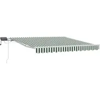 Syfax Einziehbare Markise Grün und Weiß 350 x 250 cm Stoff und Stahl