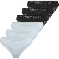 ONLY Slip "Slip ONLCHLOE LACE BRAZIL 6P 6er Pack", Damen, Gr. L, bunt (schwarz, hellblau), Obermaterial: 90% Polyamid PA. 10% Elasthan EL., Unterhosen Slip