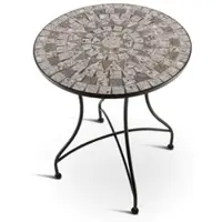 Raburg Mosaiktisch 60 cm Ø, mediterraner Garten- & Terrassentisch, 71 cm hoch, Grau-Weiß-Anthrazit, Mayla