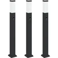 vidaXL Pollerleuchten mit Sensor 3 Stk. 80 cm Schwarz IP44