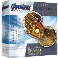 Trefl Puzzle 500 + 5 Teile Holzpuzzle Marvel Avengers Thanos Infinity Handschuh
