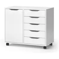 Vicco Kommode Otwin Weiß 40.6 x 61.5 cm mit 5 Schubladen und 1 Tür, Model 47680