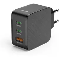 Hama Schnellladegerät, 2x USB-C PD, 1x USB-A QC, 65 W, Schwarz
