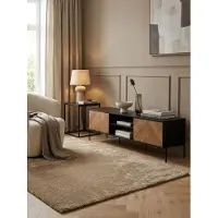 KADIMA DESIGN Lowboard Holz Schwarz / Eiche-Nachbildung 163x45x40 cm TV-Kommode mit zwei Türen, Design TV-Schrank Hoch, Fernsehtisch Fernsehschrank Modern, Fernsehkommode Wohnzimmer