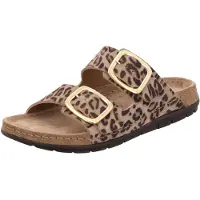 Rohde Damen Pantolette Leder Zweischnaller mit Leopardenmuster Rodigo-D 5890, Größe:39 EU, Farbe:Beige