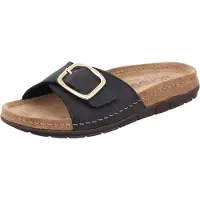Rohde Damen Pantolette aus Leder mit Schnalle und Memory-Fußbett Rodigo-D 5875, Größe:42 EU, Farbe:Schwarz