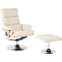 Beliani Massagesessel mit Fußhocker Hellbeige Kunstleder Drehbar Heizfunktion Liegefunktion Timer Fernbedienung Modern für Büro Arbeitszimmer