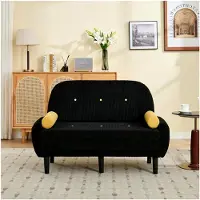 Markenlos Schwarzes Cord-Loveseat-Sofa für das Wohnzimmer, als Daybed und Relaxsessel mit Stauraum