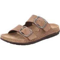 Rohde Damen Pantolette mit zwei Schnallen aus Velourleder Rodigo-D 5893, Größe:38 EU, Farbe:Beige
