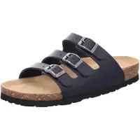 Rohde Damen Pantolette aus Leder drei Riemen mit Schnallen Alba 5615, Größe:39 EU, Farbe:Blau