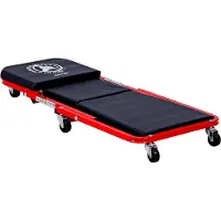 Markenlos Montageroller mit Sitz- und Liegefunktion, Stahlrohr, schwarz, 6 Lenkrollen, gepolstert, ergonomisch, 150 kg Tragkraft, 910x410x120 mm
