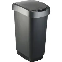 Rotho Abfalleimer 50 L Twist - Swingeimer 40,1 x 29,8 x 60,2 cm - Mülleimer Kunststoff - Müllbehälter - Abfallsammler Schwing- oder Klapp-Funktion