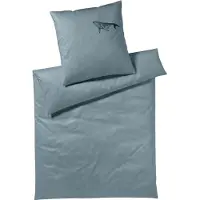 Elegante Mako-Satin-Bettwäsche-Garnitur Traveller Farbe Ozeanblau Größe 135x200+80x80