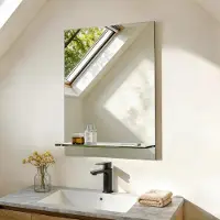 S'AFIELINA Badspiegel mit Ablage 60 × 45 × 1,0 cm (H × B × T) Spiegel mit Ablage Badezimmer Spiegel Wandspiegel mit Regal