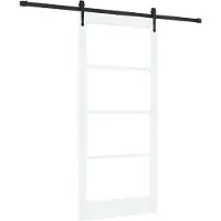 vidaXL Schiebetür ORKDAL 93 x 202 cm Massivholz Kiefer und Glas Weiß