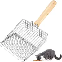 OEM Kat Schleuder - Metal-Schleuder mit Holzgriff - Ideal für Katzenklo - 27 cm Länge - 7 mm Abstandsmechanismus