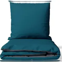 Leonado vicenti Satin Bettwäsche 200x200 cm 100% Baumwolle Petrol Luxus Set Uni Wendeseite Anthrazit Kissenbezug 80x80 cm Reißverschluss 4 Teilig