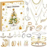 OEM Adventschmuckkalender 2025 – 24 Tage Dekorationsschmuck-Kalender mit Schmuckausstattung – Perfekt für Weihnachtsfreudige und junge Damen