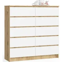Akord Sideboard 10 Schubladen Eiche Artisan Und Weiß 120X40X121 Cm